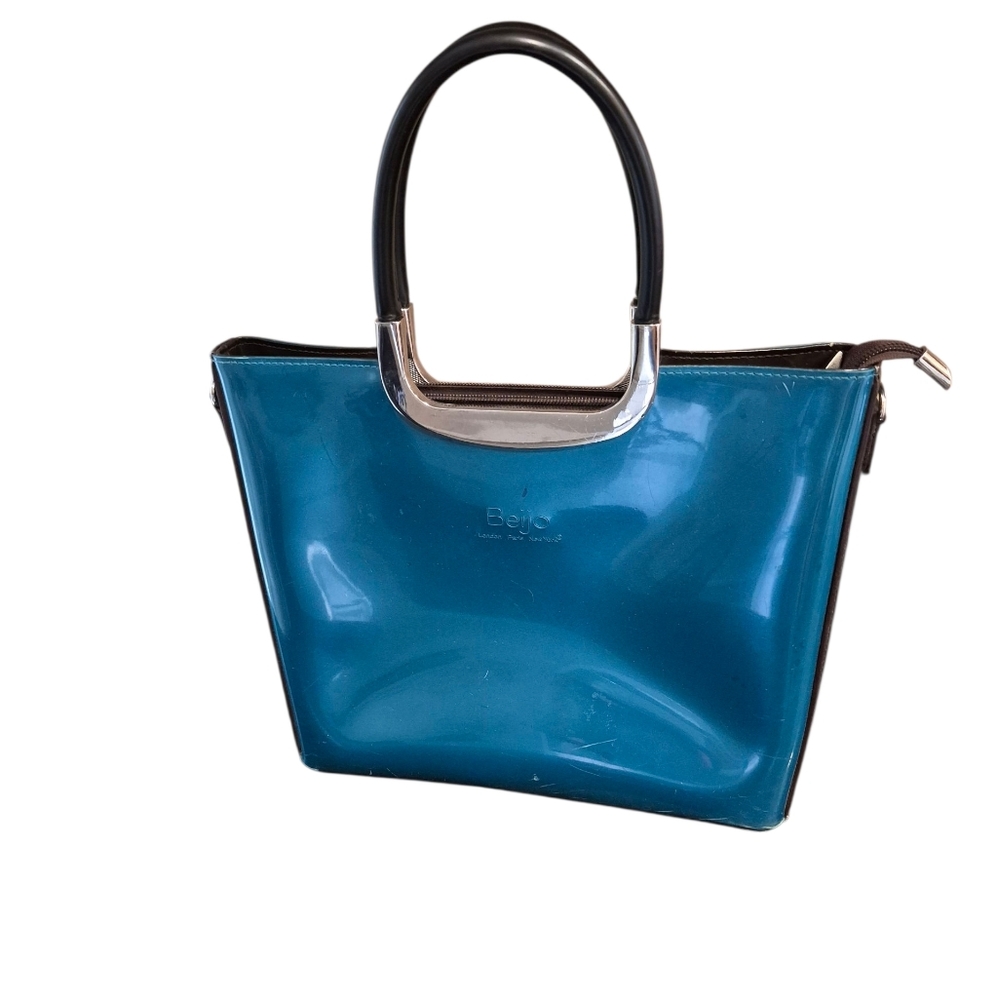 Beijo Teal Tote with Silver Handles - Picture 2 of 6